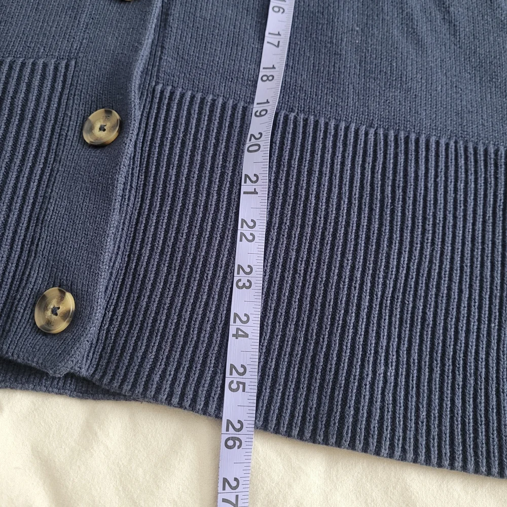 GAP Women's Navy Blue Knit Sweater Cardigan 100% Cotton Size M - Picture 9 of 10